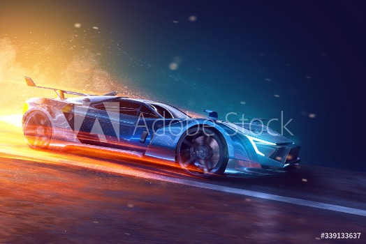 Picture of Futuristic sports car 3D Rendering